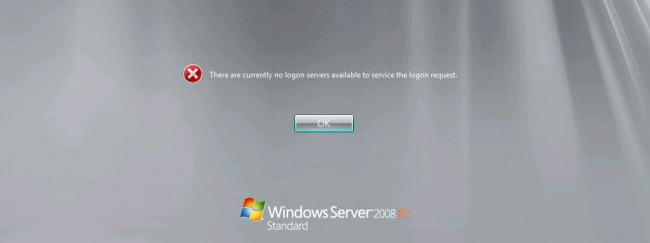 Error Message screen Windows 2008R2
